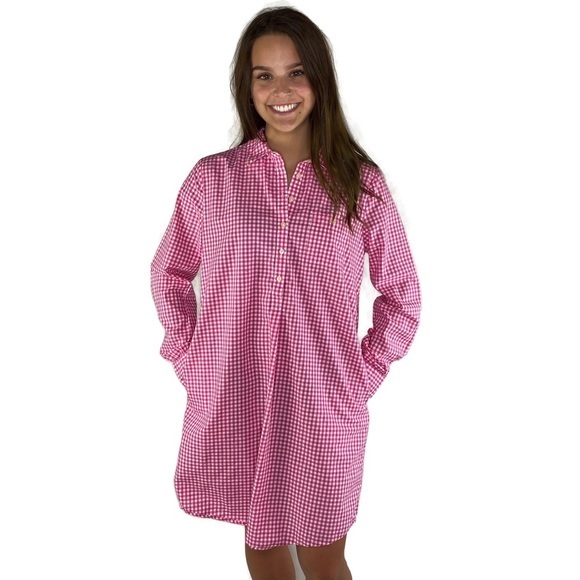 GAP Dresses & Skirts - Gap Pink & White Gingham Print T-Shirt Dress Med